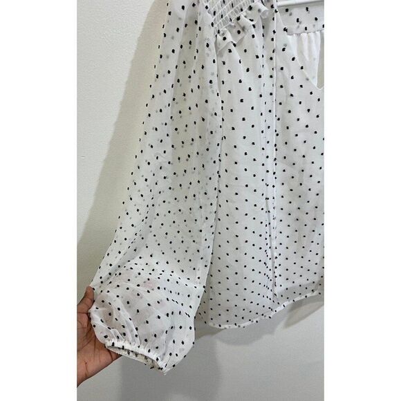 Beacon Apparel Retro Preppy Polka Dot Minimalist Feminine Office Chic Blouse - Picture 7 of 12
